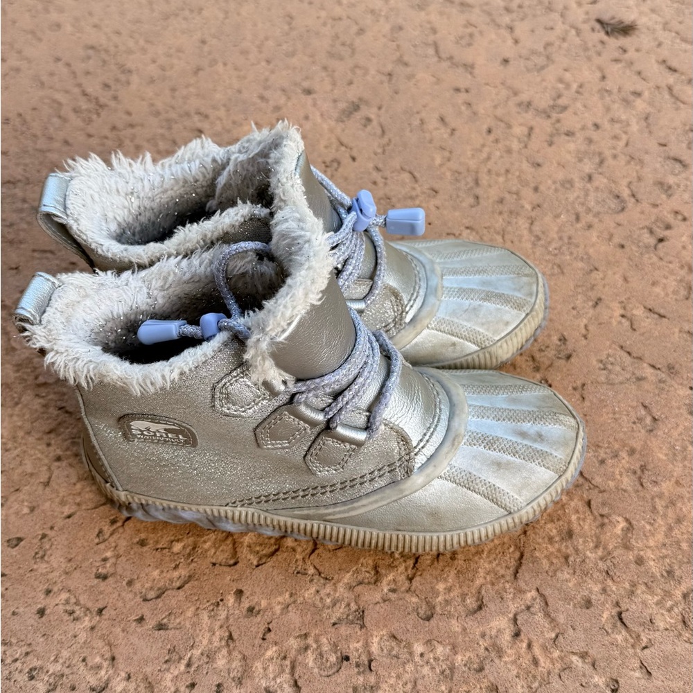 Sorel Silver Kids Snow Boots